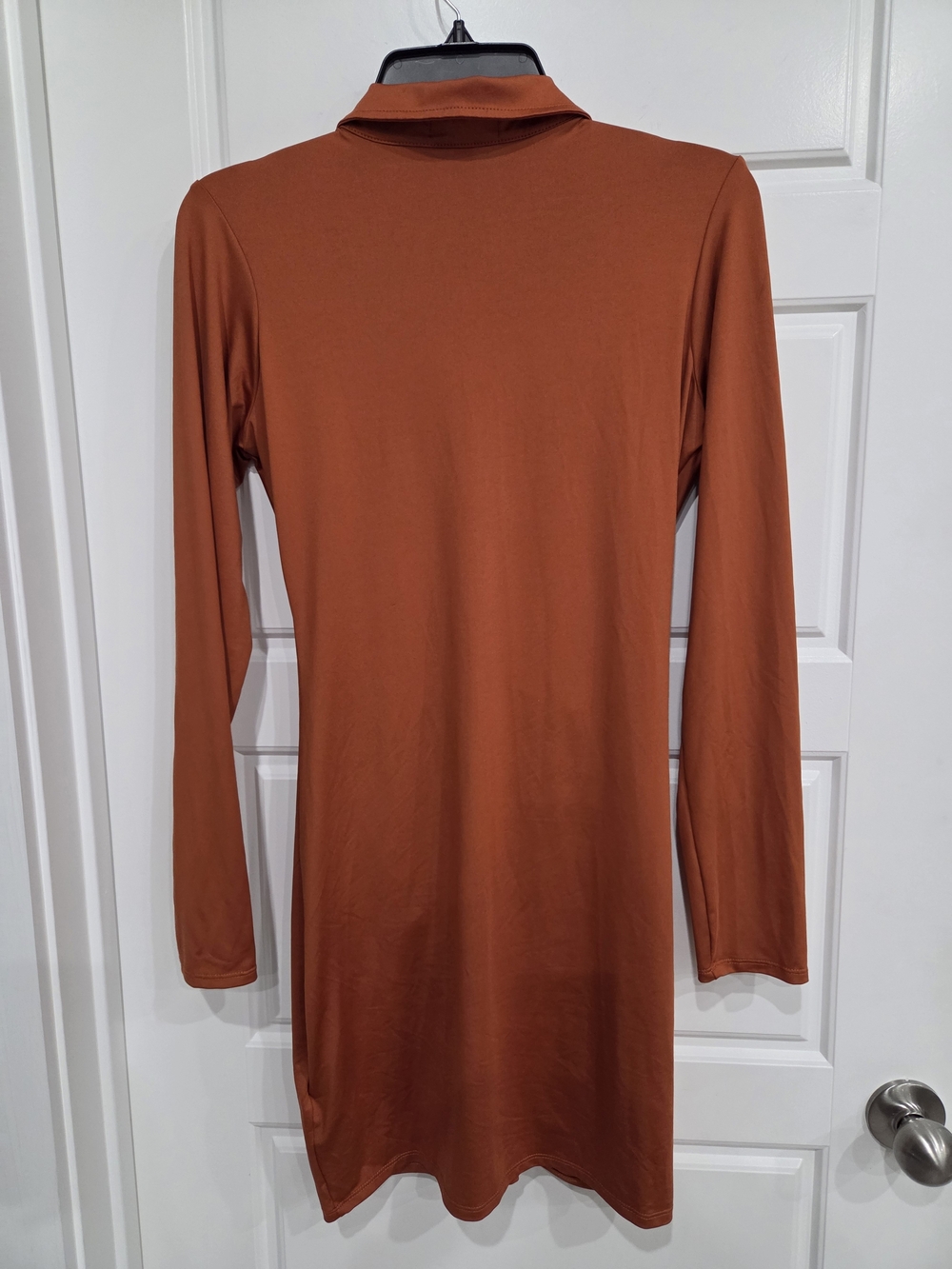 Guess Rust Orange Ruched Button-Front Mini Dress Size Medium - Picture 5 of 8
